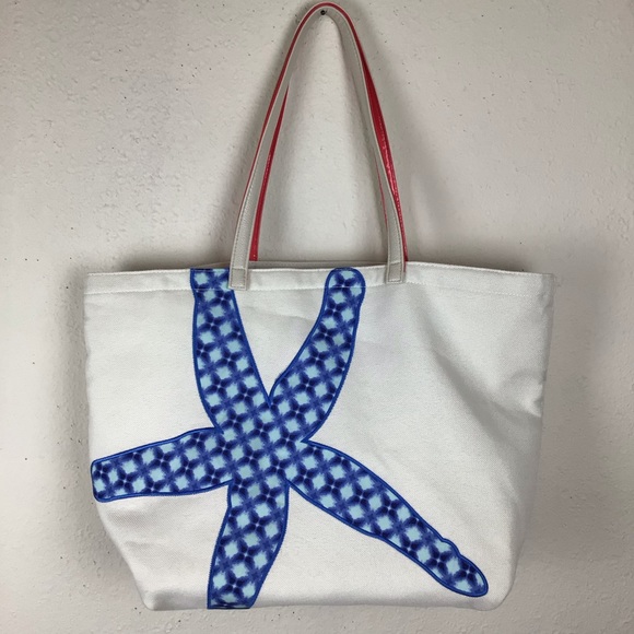 Braciano starfish canvas tote in red, white & blue - Picture 14 of 15